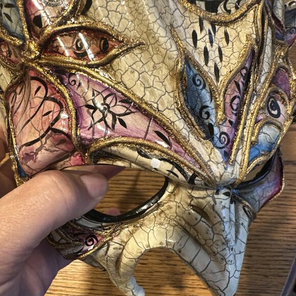 Gold Horns Devil Demon w/ Mystical Venetian Costume Party Cosplay Part Mask READ - Picture 14 of 15